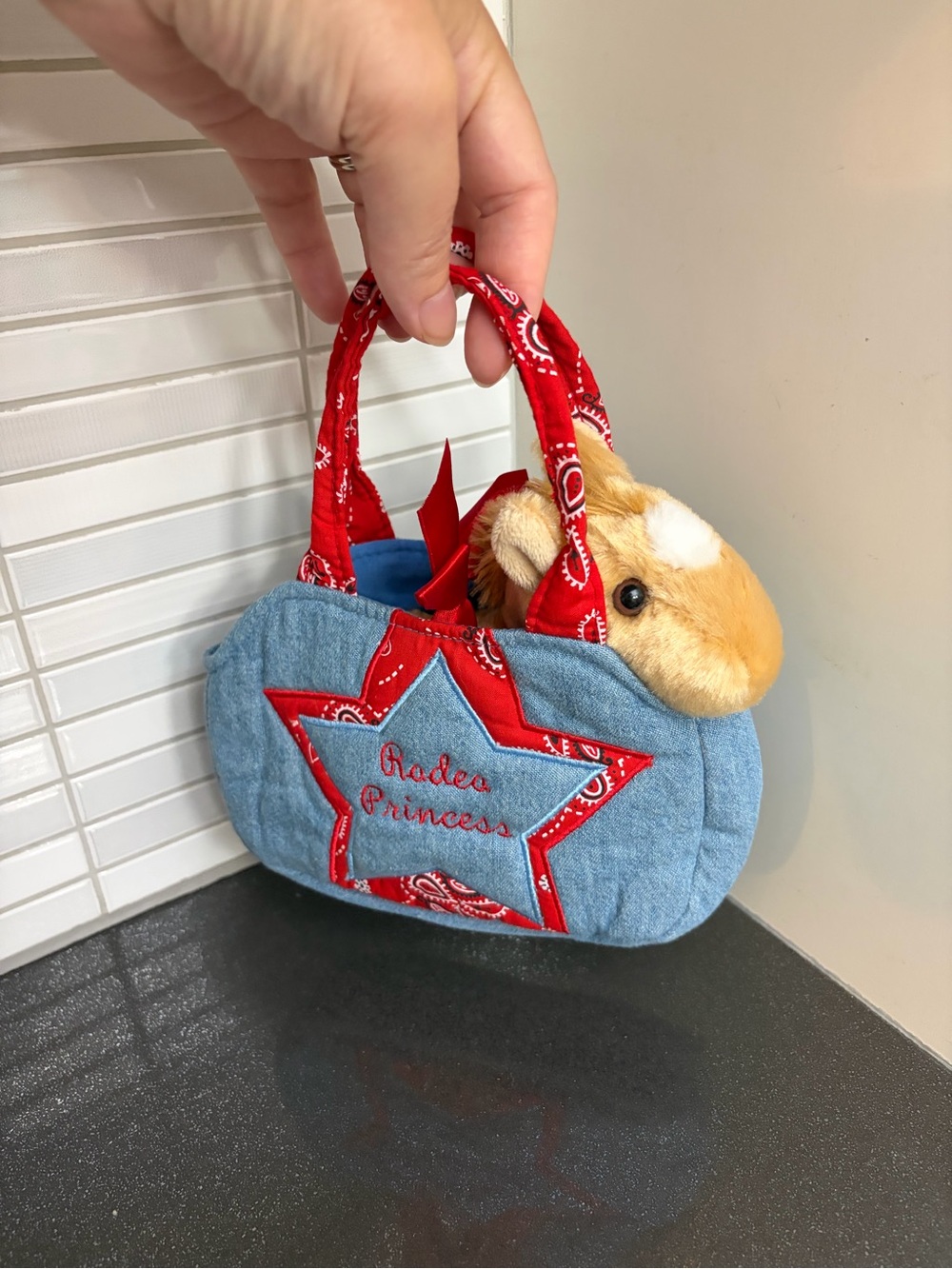 Rodeo Princess kids mini purse with stuffed horse